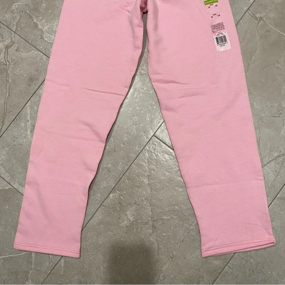 NWT Kids Hanes Girls Pink Fleece Sweatpants Joggers M 7/8